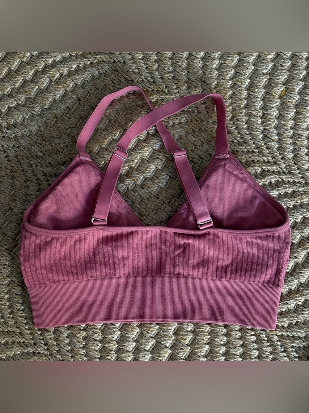Small Tahari Rib Seamless Bralette Set of 3 Rose Pink Gray Adjustable Straps Bra - Picture 6 of 9
